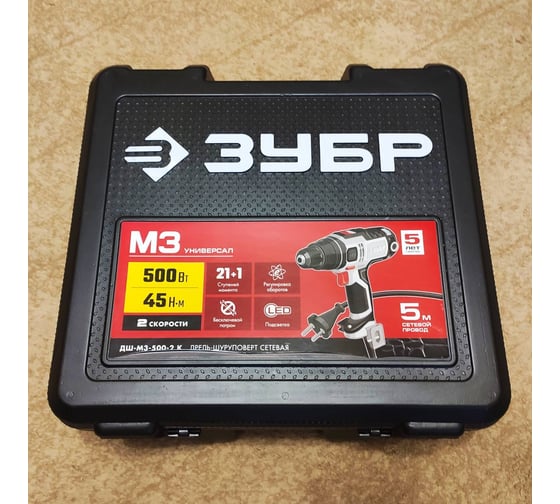 Сетевая дрель-шуруповерт ЗУБР ДШ-М3-500-2 К, 220 В, 45 Нм, 500 Вт детальное изображение - 17