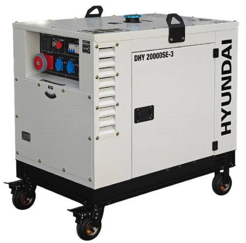 Генератор дизельный с воздушным охлаждением HYUNDAI DHY 20000SE-3, в кожухе, 14 кВт, Белый детальное изображение - 2