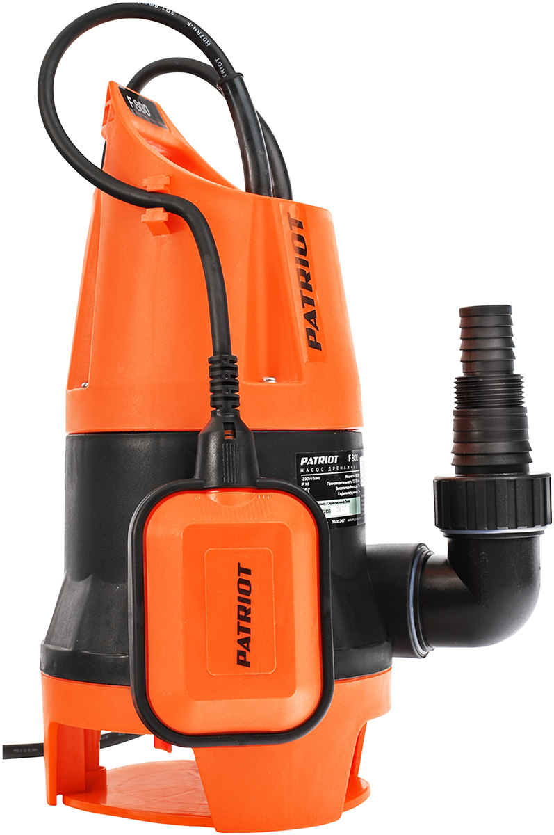 Дренажный насос Patriot F 800, 216.66 л/мин, 32 мм, напор 7 м, d=25 мм, 810 Вт, Оранжевый детальное изображение - 1