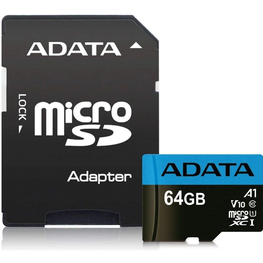 Карта памяти ADATA Premier MicroSD + SD адаптер (AUSDX64GUICL10A1-RA1), 64 Гб детальное изображение - 1