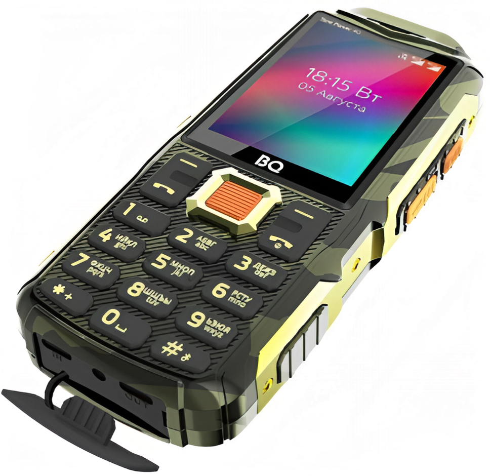Мобильный телефон BQ 2410L Tank Power 4G, 256 Мб, Камуфляжный/Золотой, Dual mini-SIM детальное изображение - 5