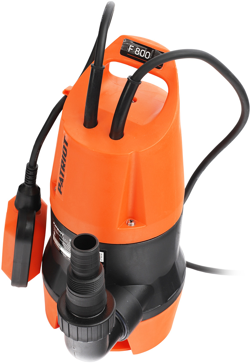 Дренажный насос Patriot F 800, 216.66 л/мин, 32 мм, напор 7 м, d=25 мм, 810 Вт, Оранжевый детальное изображение - 2