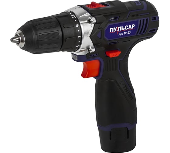Дрель аккумуляторная безударная ПУЛЬСАР ДА 12-23 (Li-on, 2 акк, 1,3 кг,коробка) 923-088, 12 В, 23 Нм, 1,5 А·ч детальное изображение - 5