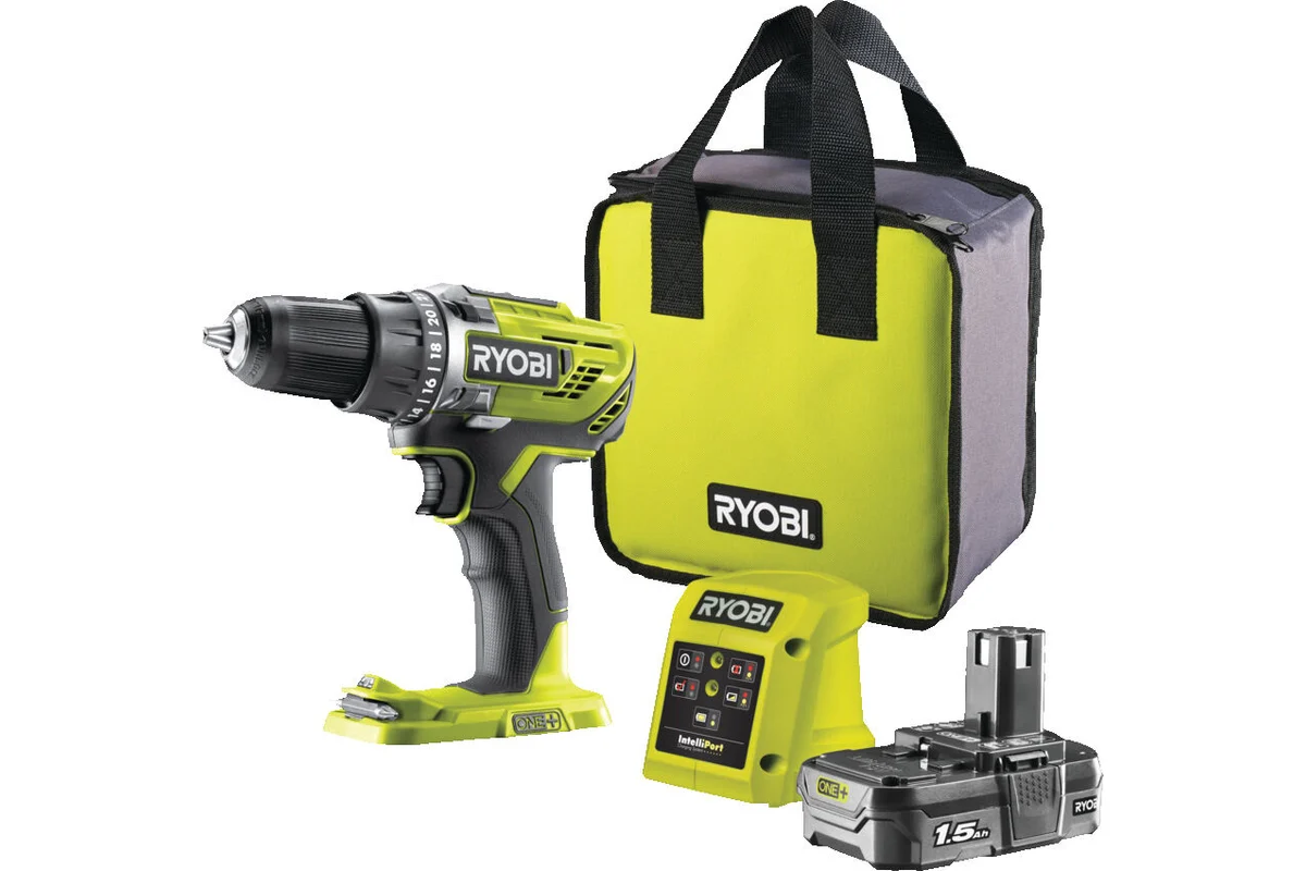Аккумуляторная дрель-шуруповерт Ryobi ONE+ R18DD3-115S 5133005301, 12 В, 25 Нм, 1,5 А·ч  детальное изображение - 6