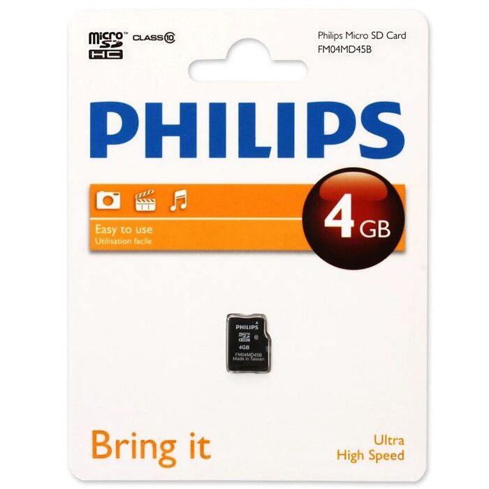 Карта памяти Philips MicroSD (FM04MD45B/97), 4 Гб №1