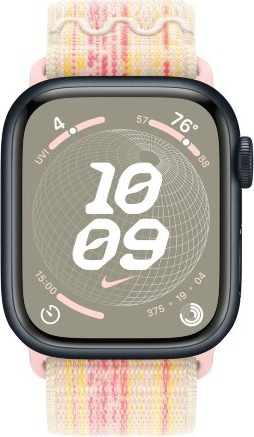 Умные часы Apple Watch Series 9 Midnight Aluminum Case GPS + Cellular with Nike Sport Band Starlight/Pink, 45 mm, Звездный/Розовый детальное изображение - 2