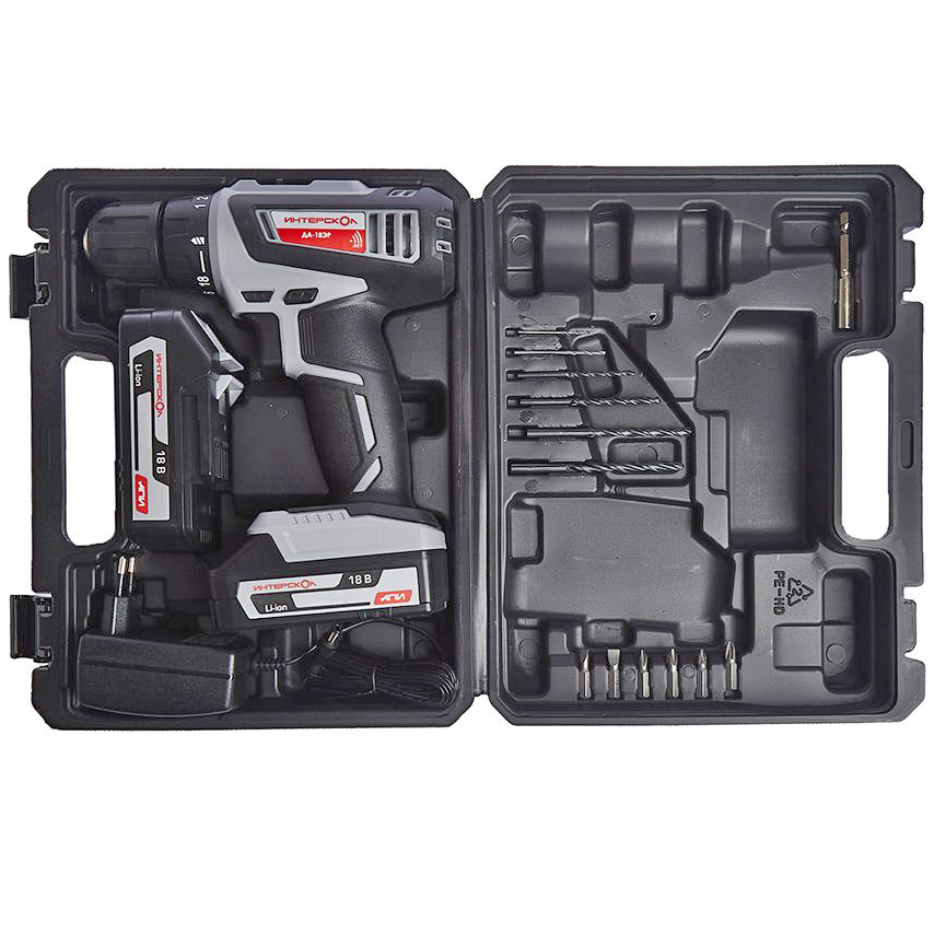 Аккумуляторная дрель-шуруповерт ИНТЕРСКОЛ ДА-18ЭР 536.0.2.02, 18 В, 38 Нм, 2 А·ч детальное изображение - 2