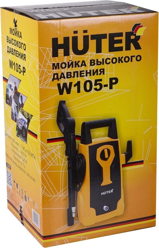 Мойка высокого давления HUTER W105-Р, 1.4 кВт, 105 бар, Желтый/Черный детальное изображение - 10