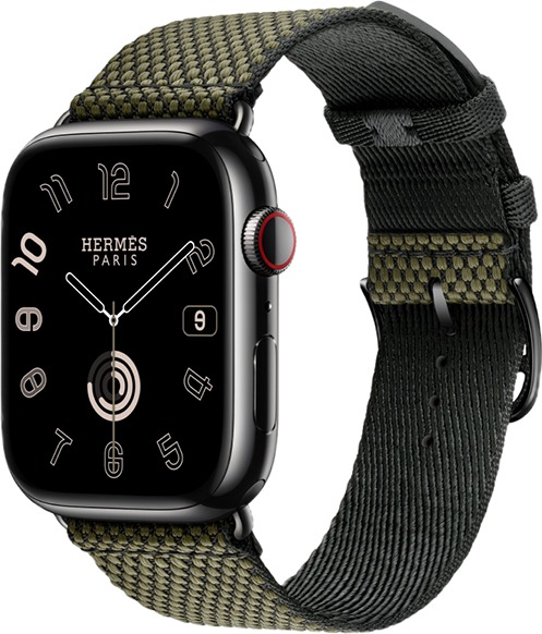Смарт-часы Apple Watch Hermes Series 9 Vert/Noir, 41 мм, Зеленый, Toile H Single Tour детальное изображение - 1