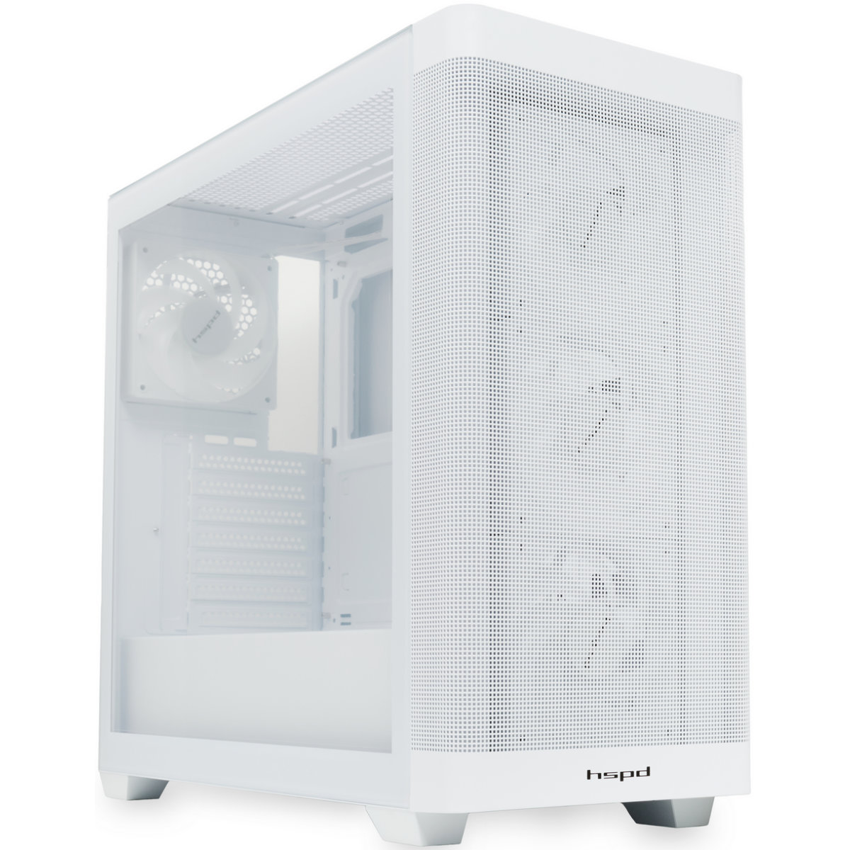 Корпус HSPD M740-TGWH-ARGB, Белый детальное изображение - 3