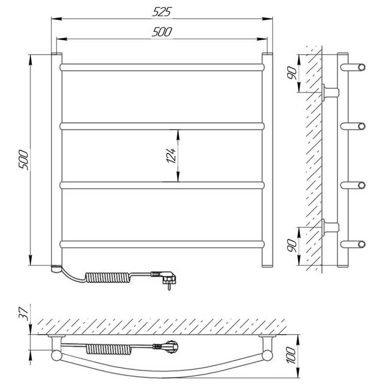 Полотенцесушитель LARIS Classic E CHK P4 L, 500x500 детальное изображение - 3