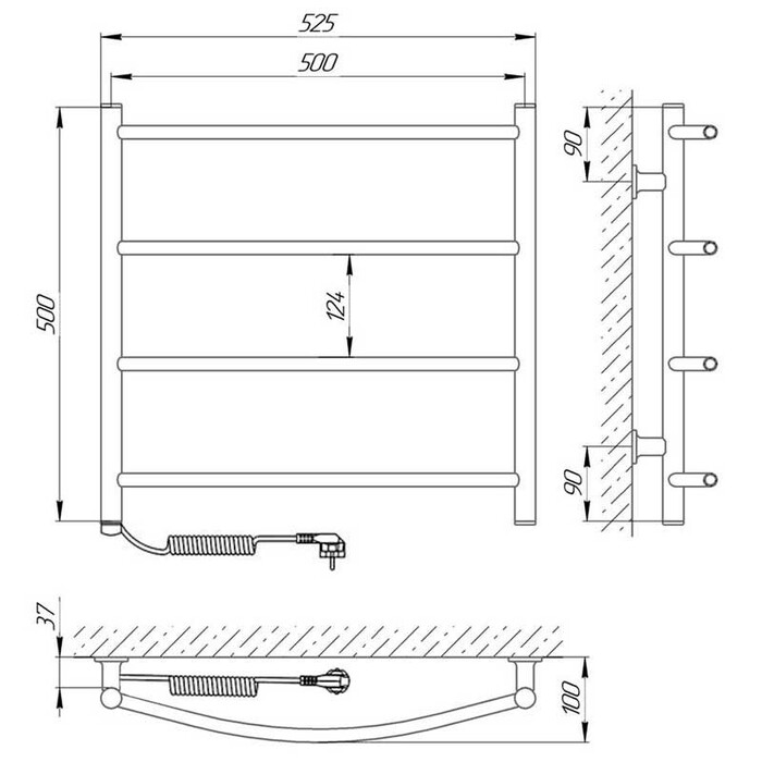 Полотенцесушитель LARIS Classic E CHK P4 L, 500x500 №3