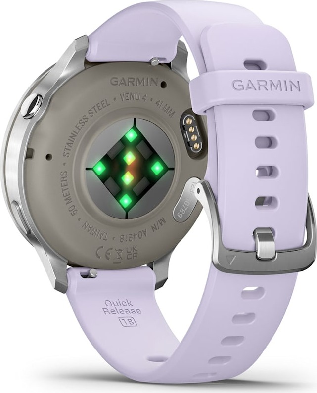 Смарт-часы Garmin Venu 4 41 мм, Серебряный с сиренево-голубым ремешком детальное изображение - 7