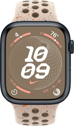 Умные часы Apple Watch Series 9 Midnight Aluminum Case GPS + Cellular with Nike Sport Band Desert Stone, 41 mm, Пустынный камень детальное изображение - 2