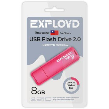 USB Flash накопитель Exployd 620 8 ГБ, розовый детальное изображение - 1