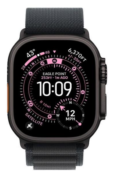 Умные часы Apple Watch Ultra 3 49 мм, Black Titanium Case with Black Alpine Loop, GPS, Черный (M) детальное изображение - 2