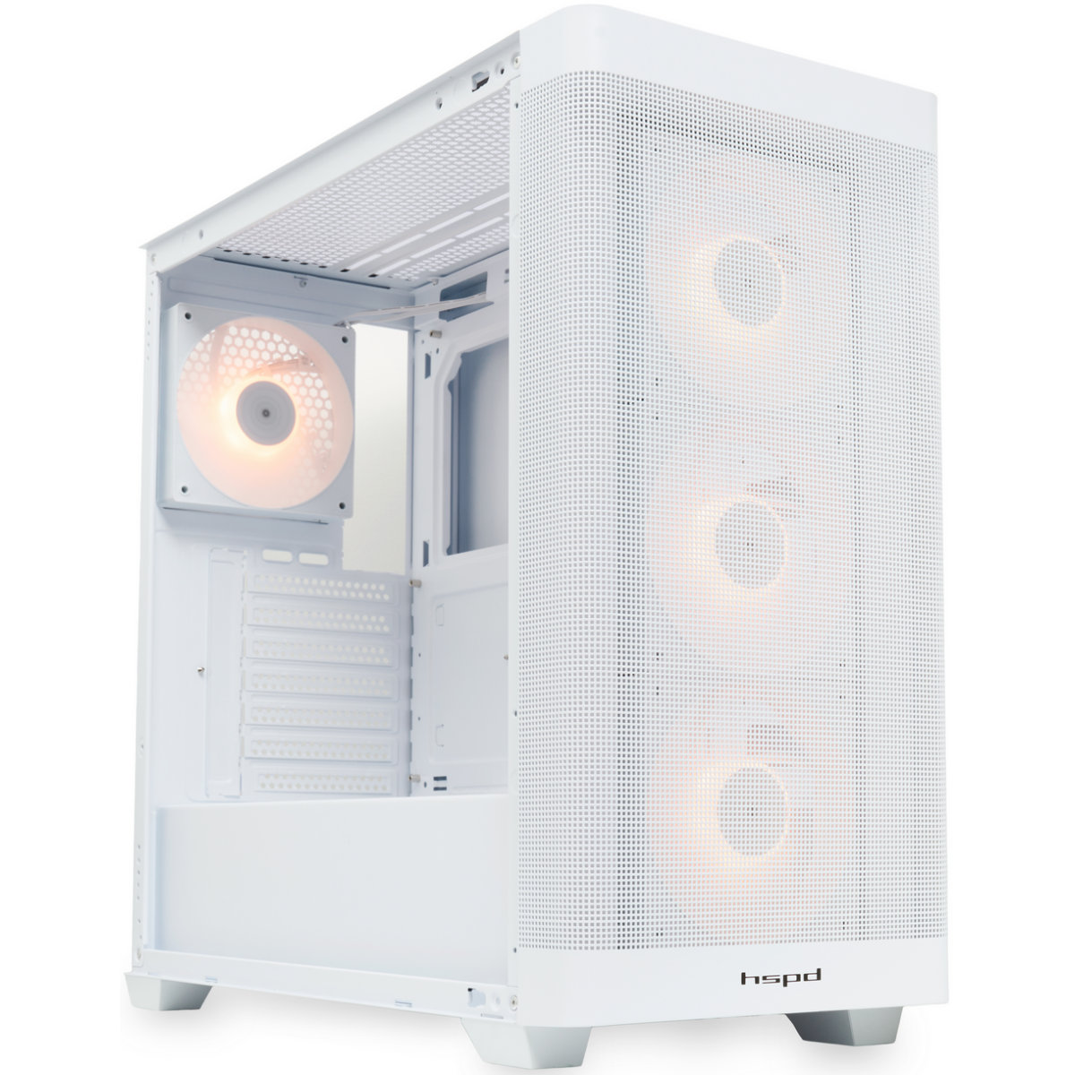 Корпус HSPD M740-TGWH-ARGB, Белый детальное изображение - 2