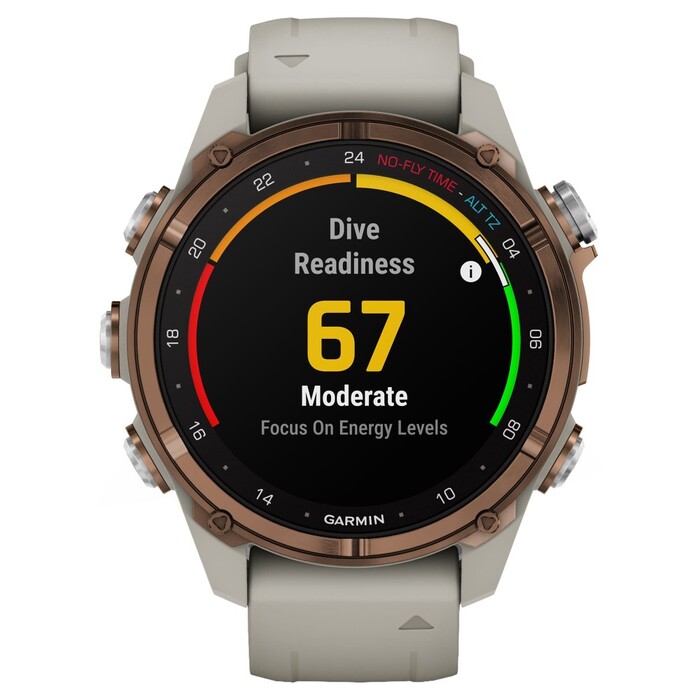 Смарт-часы Garmin Descent Mk3i, 43 мм, Bronze PVD Titanium / French Gray Silicone Band, Бронза №4