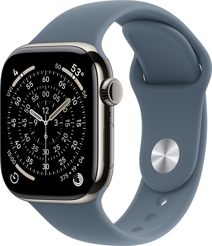 Умные часы Apple Watch Series 11 42 мм, Natural Titanium Case with Anchor Blue Sport Band, GPS + Cellular, Голубой №1