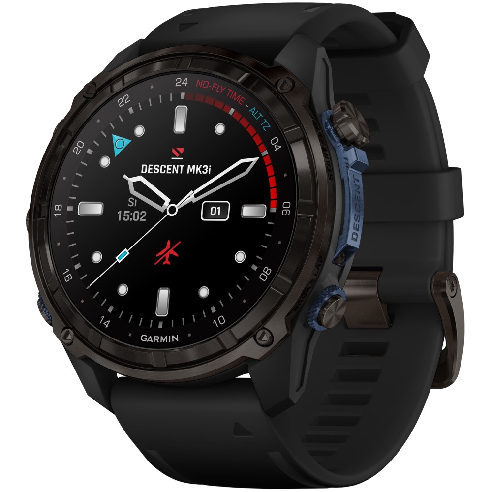 Смарт-часы Garmin Descent Mk3i, 51 мм, Carbon Gray DLC Titanium / Black Silicone Band, Черный детальное изображение - 1