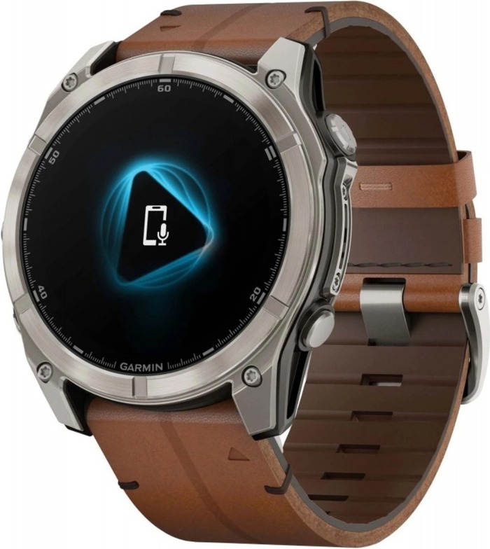 Смарт-часы Garmin Fenix 8 AMOLED Sapphire, 51 мм, Titanium, светло-серый, оранжевый силиконовый ремешок №1