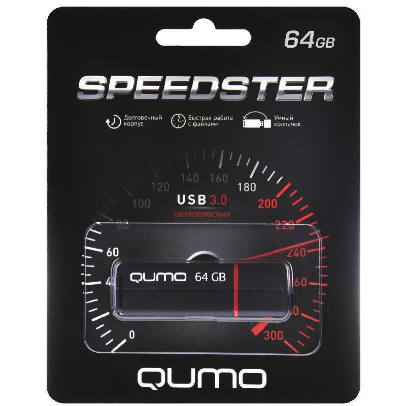 USB Flash накопитель QUMO Speedster 64 ГБ, черный детальное изображение - 2