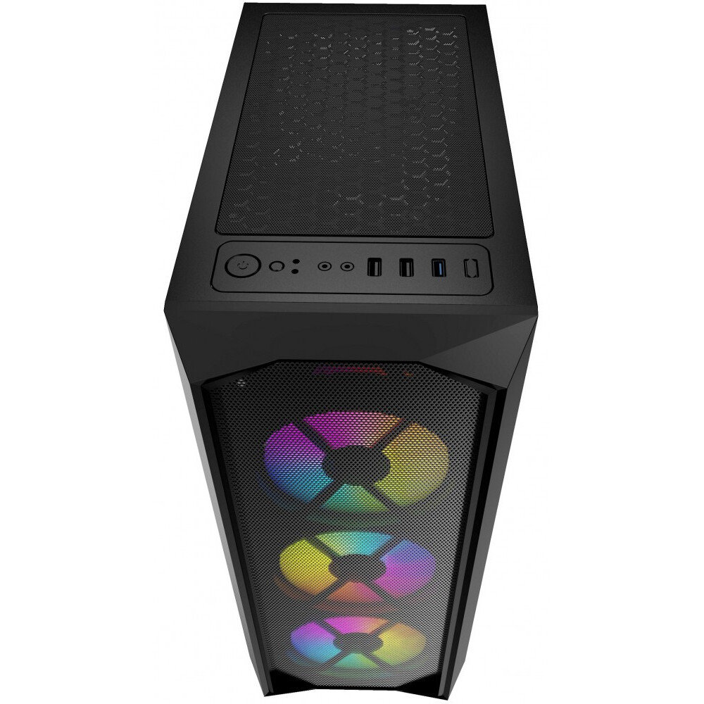 Корпус Powercase Rhombus X3 Mesh LED, Черный детальное изображение - 4
