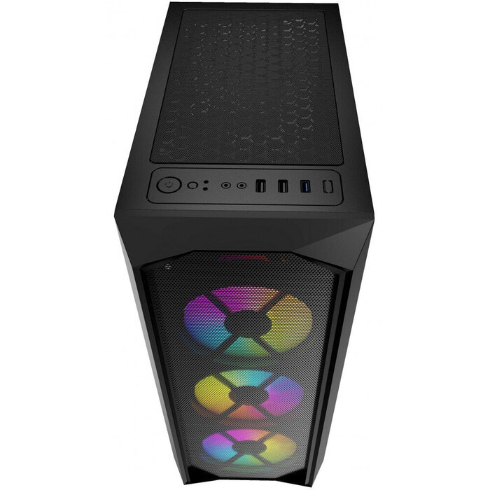 Корпус Powercase Rhombus X3 Mesh LED, Черный №4