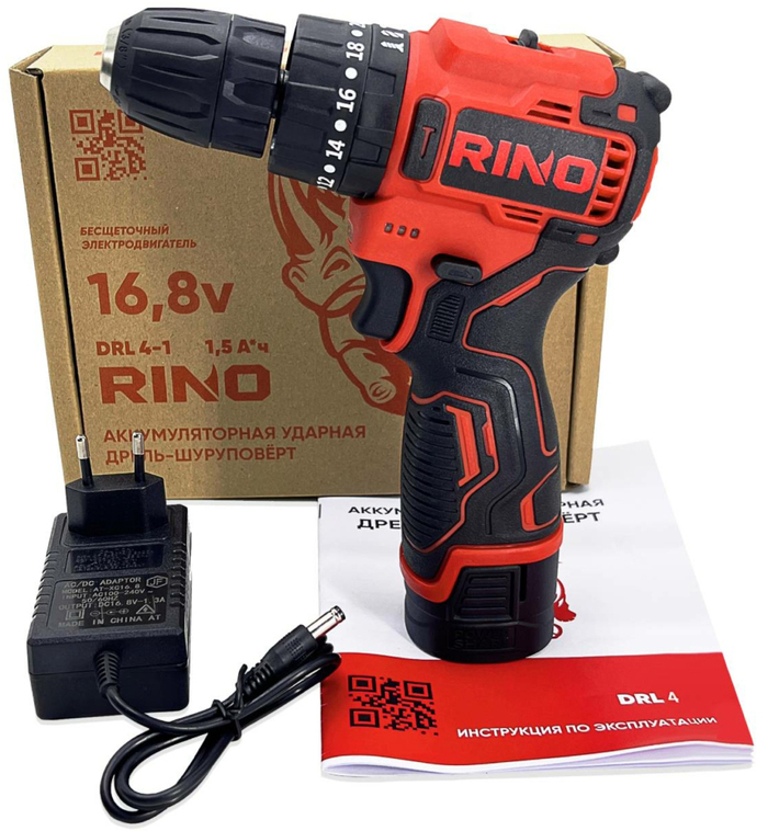 Аккумуляторная дрель-шуруповерт RINO DRL4-1, 16.8 В, 40 Нм, 1.5 А·ч  №3