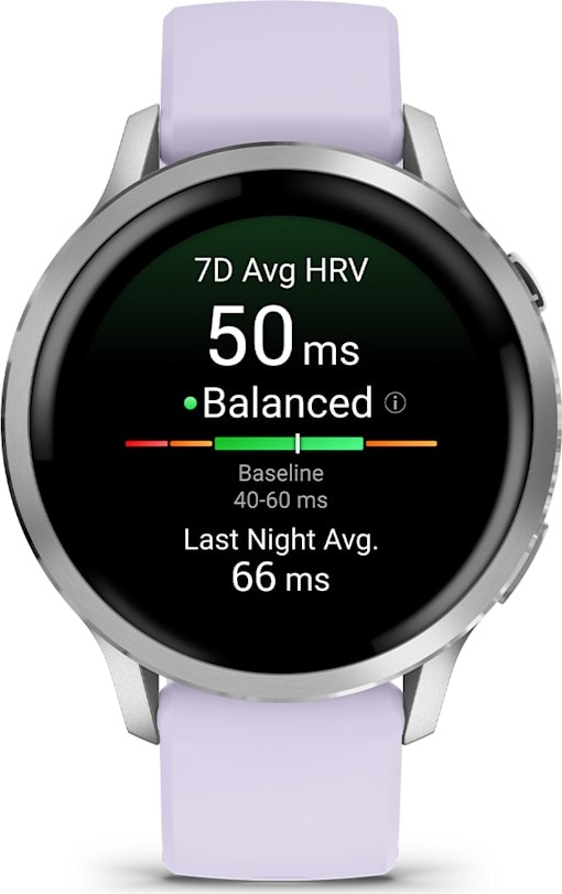 Смарт-часы Garmin Venu 4 41 мм, Серебряный с сиренево-голубым ремешком детальное изображение - 3