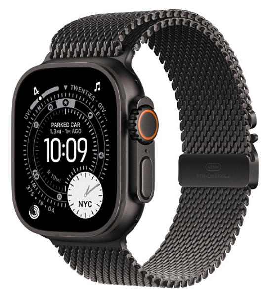 Умные часы Apple Watch Ultra 3 49 мм, Black Titanium Case with Black Milanese Loop, Черный (L) детальное изображение - 1
