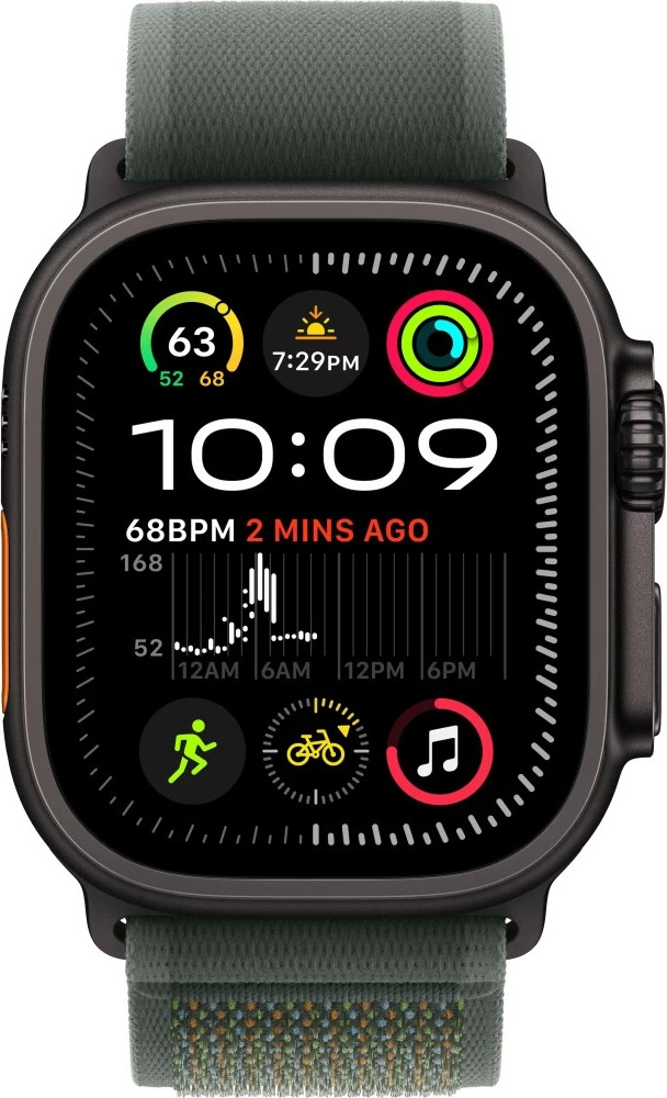 Умные часы Apple Watch Ultra 2 2024, 49 мм, Black Titanium Case with Green Trail Loop, Черный детальное изображение - 2