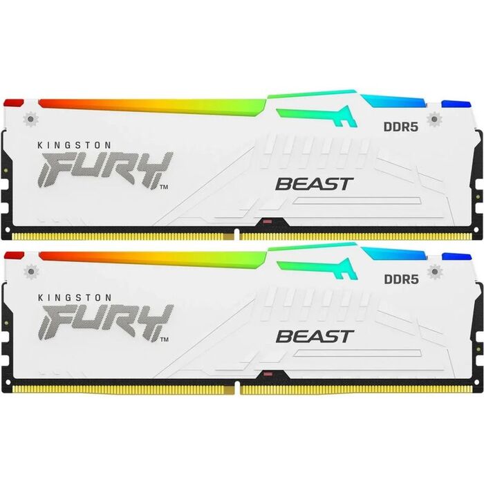 Оперативная память Kingston Fury Beast White RGB DDR5 5200MHz, KF552C36BWEAK2-32, 2x16 Гб KIT, 32 Гб №1