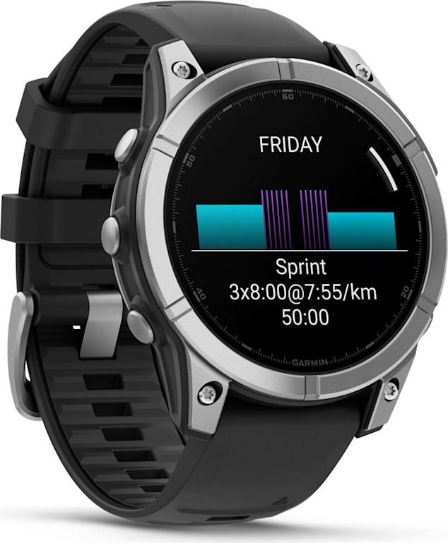 Смарт-часы Garmin fenix E AMOLED 47 мм, серебристый стальной безель, черный силиконовый ремешок детальное изображение - 6