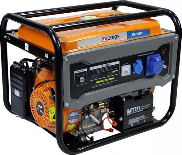 Генератор бензиновый СОЮЗ ЭГС-7500Э, 6 кВт, Оранжевый детальное изображение - 1